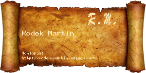 Rodek Martin névjegykártya